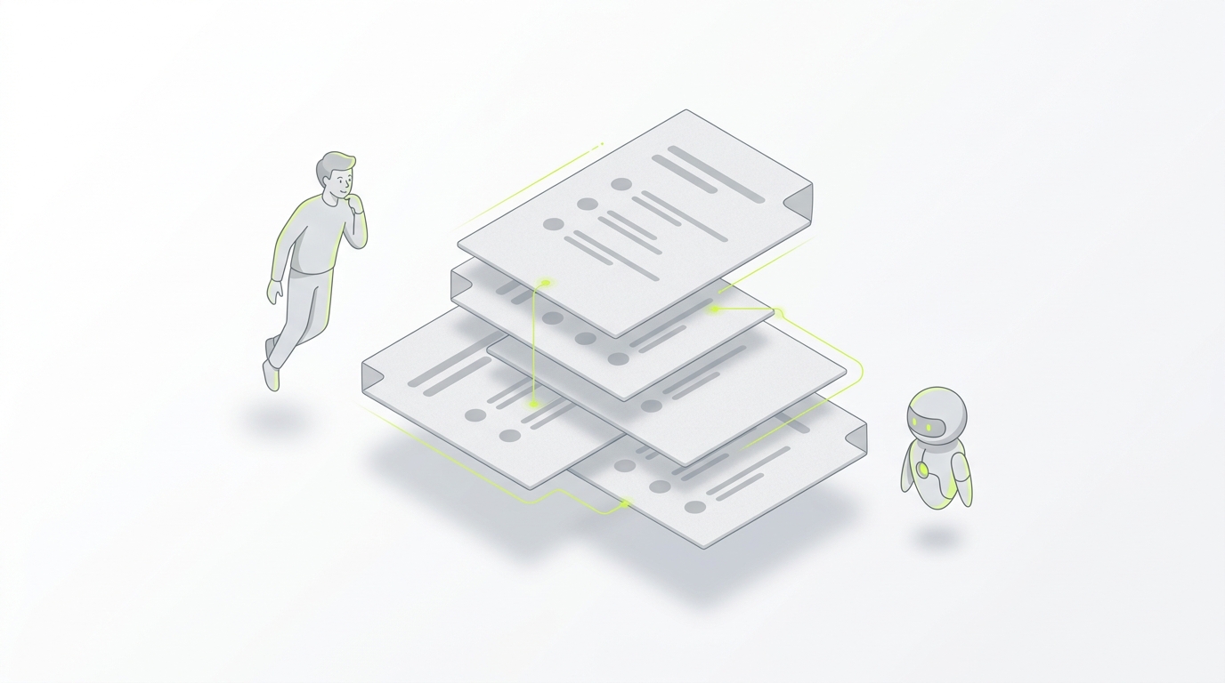 Skill-Dateien als Markdown-Prozessbeschreibungen, gelesen sowohl von Menschen zur Einarbeitung als auch von KI-Agenten zur Ausführung